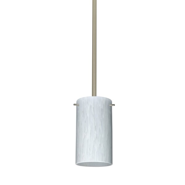 Besa Lighting Stilo 7 Stem Pendant, Carrera, Satin Nickel Finish, 1x40W Candelabra 1TT-440419-SN - main